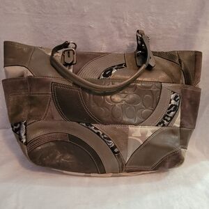 Vintage Coach Patchwork Leather Shoulder Bag - Gray Tones